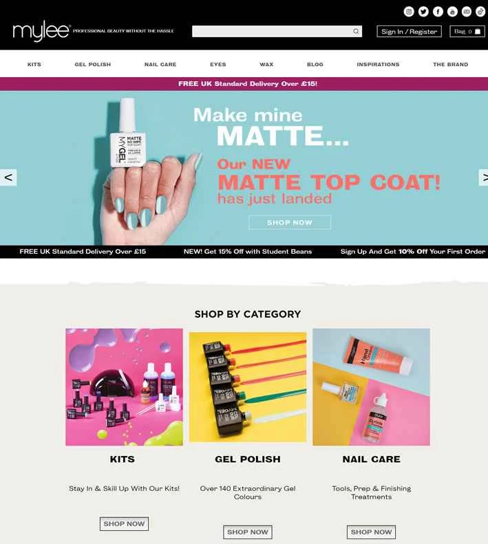 Mylee は、英国を拠点とするプロ向け美容製品オンライン プラットフォーム (ネイルから脱毛まで) です。