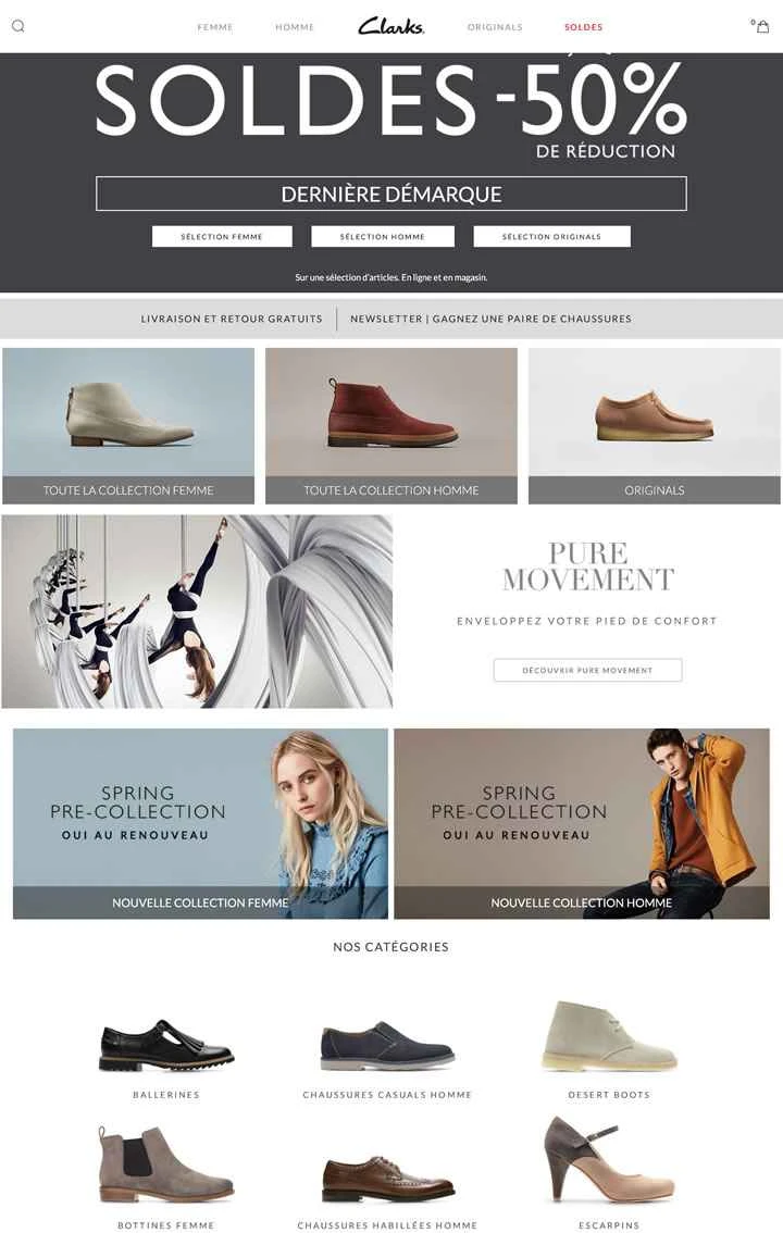 クラークス公式フランス語ウェブサイト：イギリスの靴ブランド、クラークス
