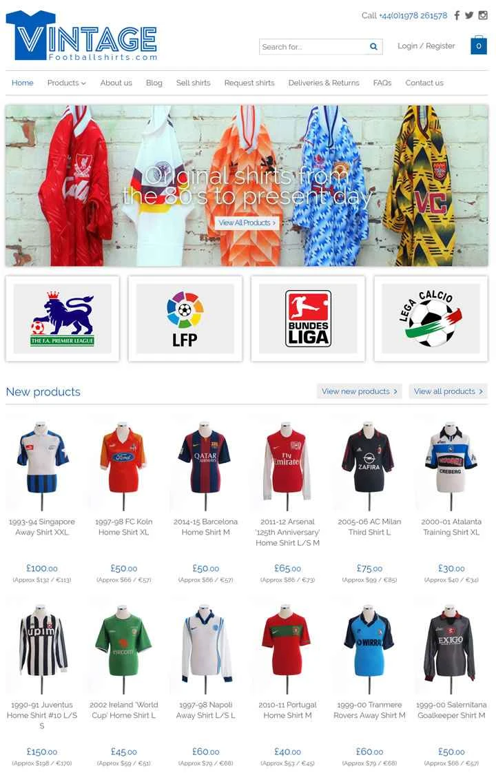 Vintage Football Shirts は、ビンテージやクラシックなサッカー シャツを特集した英国の Web サイトです。