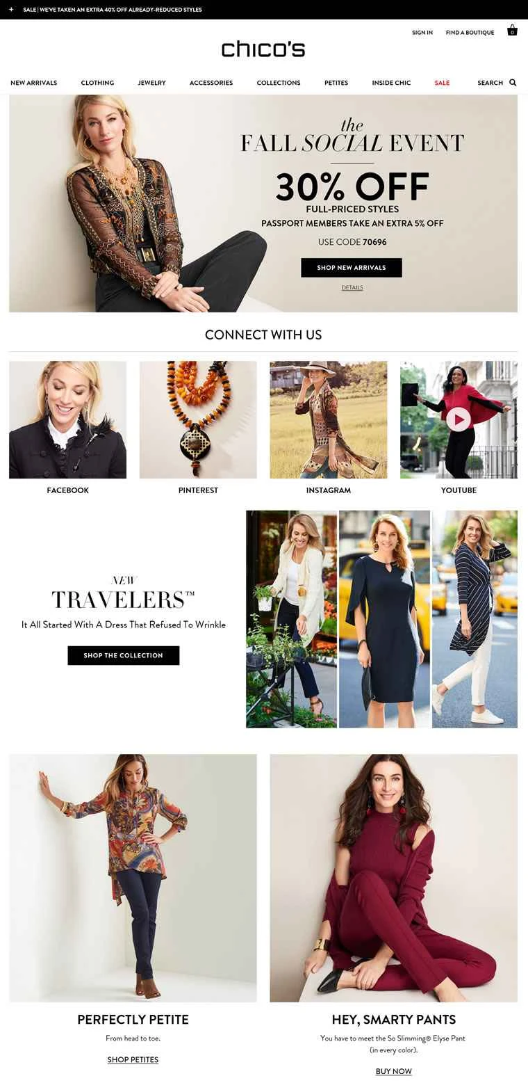 アメリカの既製服婦人服ブランド：CHICO’S