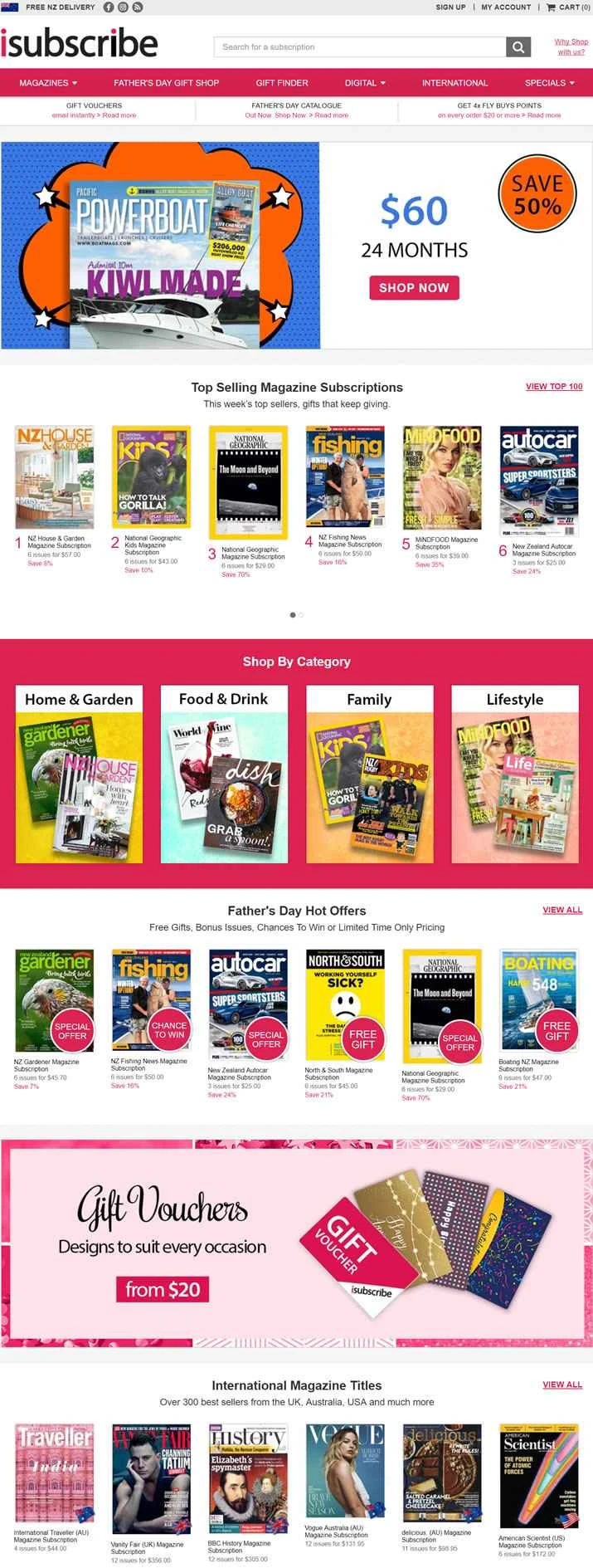 ニュージーランドの雑誌定期購読：iSubscribe