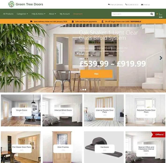 英国のドア販売ウェブサイト：Green Tree Doors