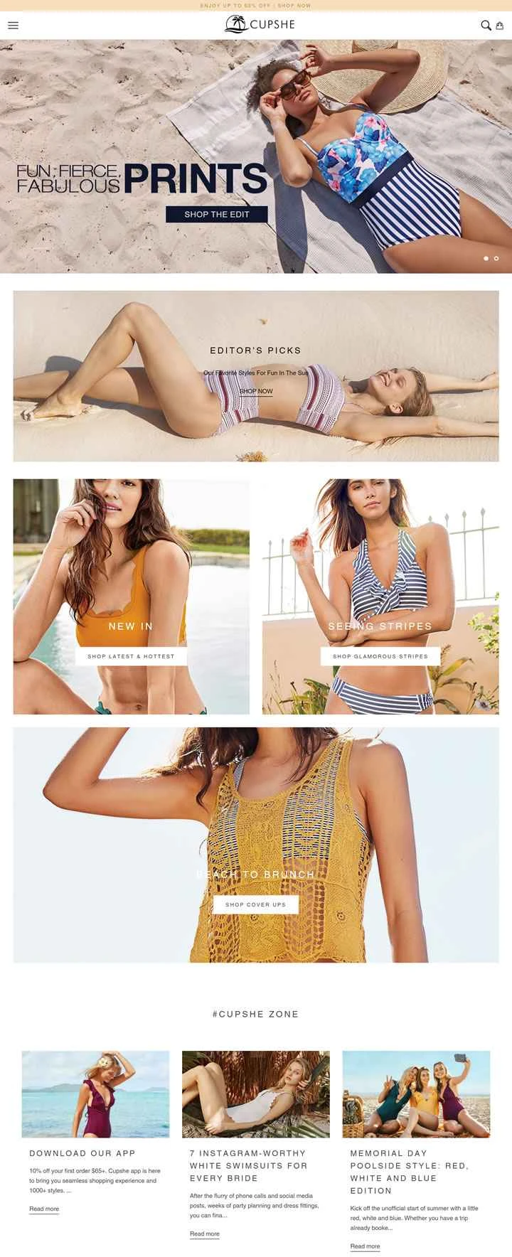 Cupshe公式サイト：カリフォルニアスタイルの水着とビーチウェアブランド