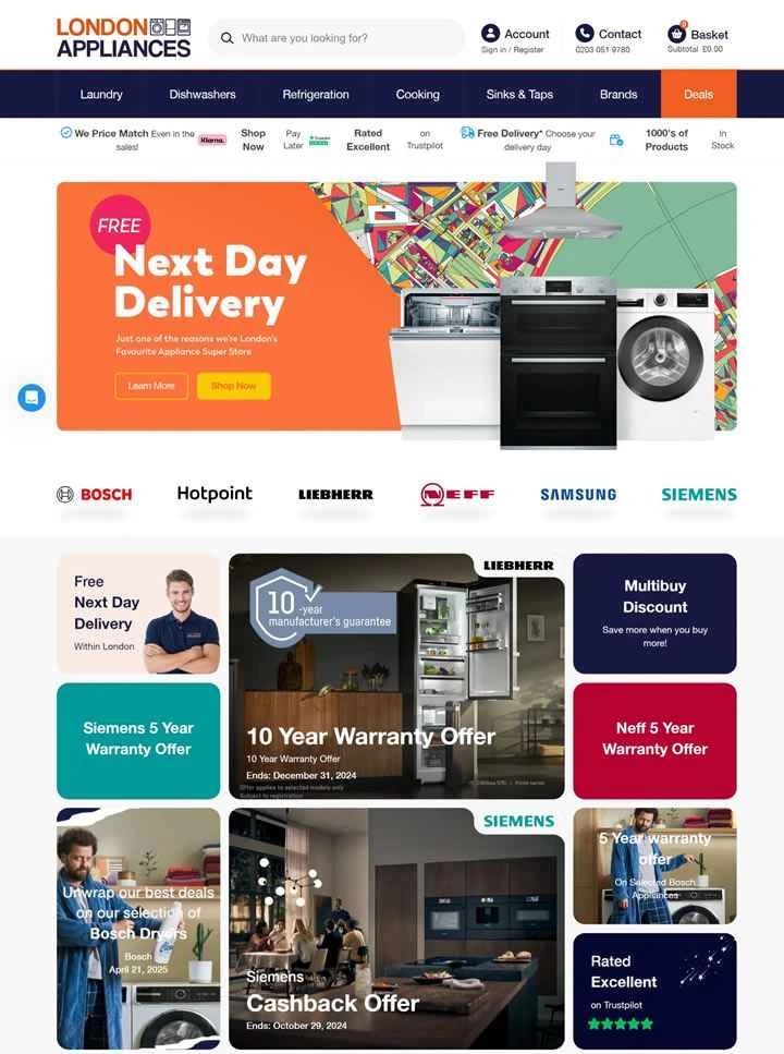 ロンドンアプライアンスのウェブサイト: ロンドンアプライアンス