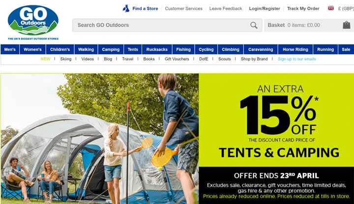 英国最大のアウトドアストア、Go Outdoors