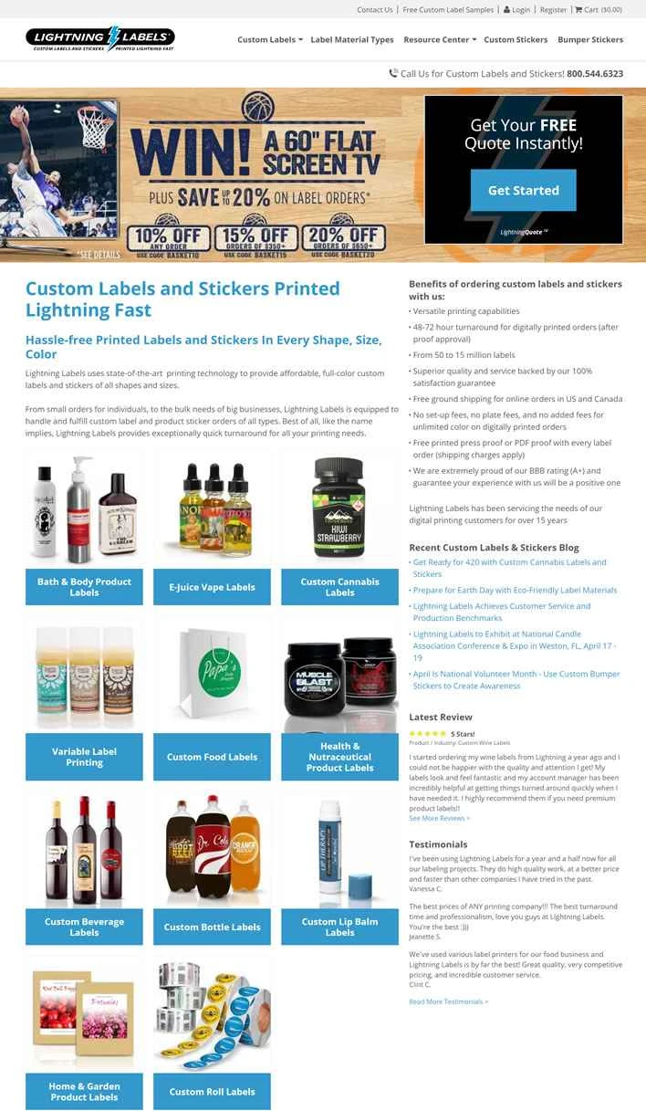 ラベルとステッカーの印刷：Lightning Labels