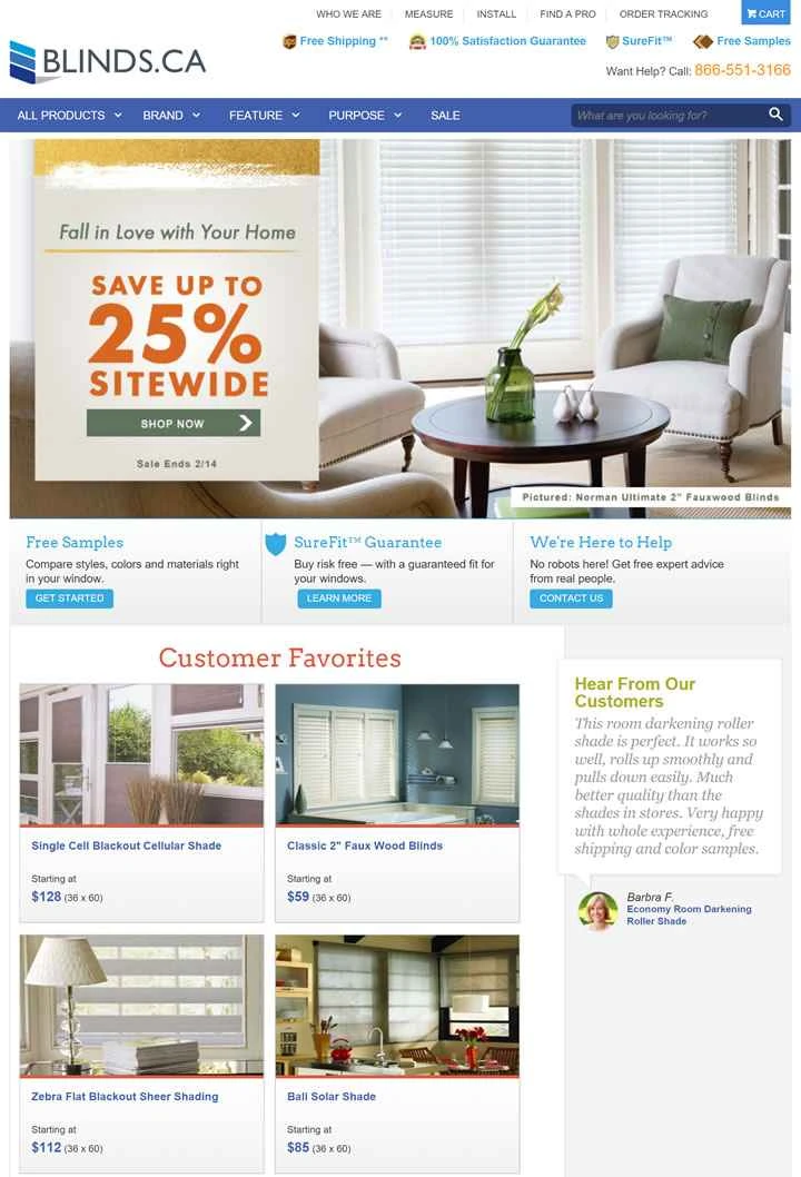 Blinds は、カスタム ブラインドとカーテンを専門とするカナダの Web サイトです。