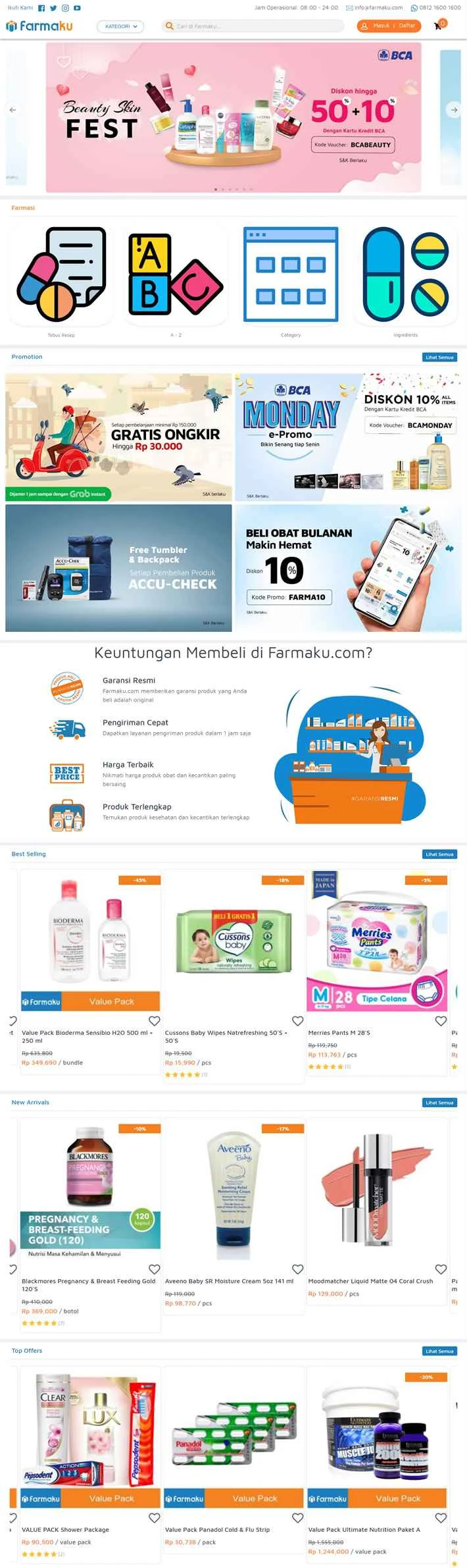 Farmaku.com は、インドネシアで最も総合的かつ最大のオンライン薬局ウェブサイトです。