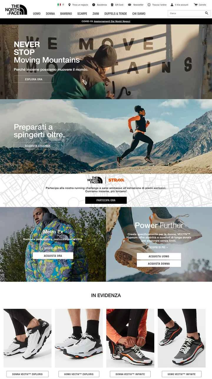 ザ・ノース・フェイス イタリアのウェブサイト: アパレル、バックパック、シューズ