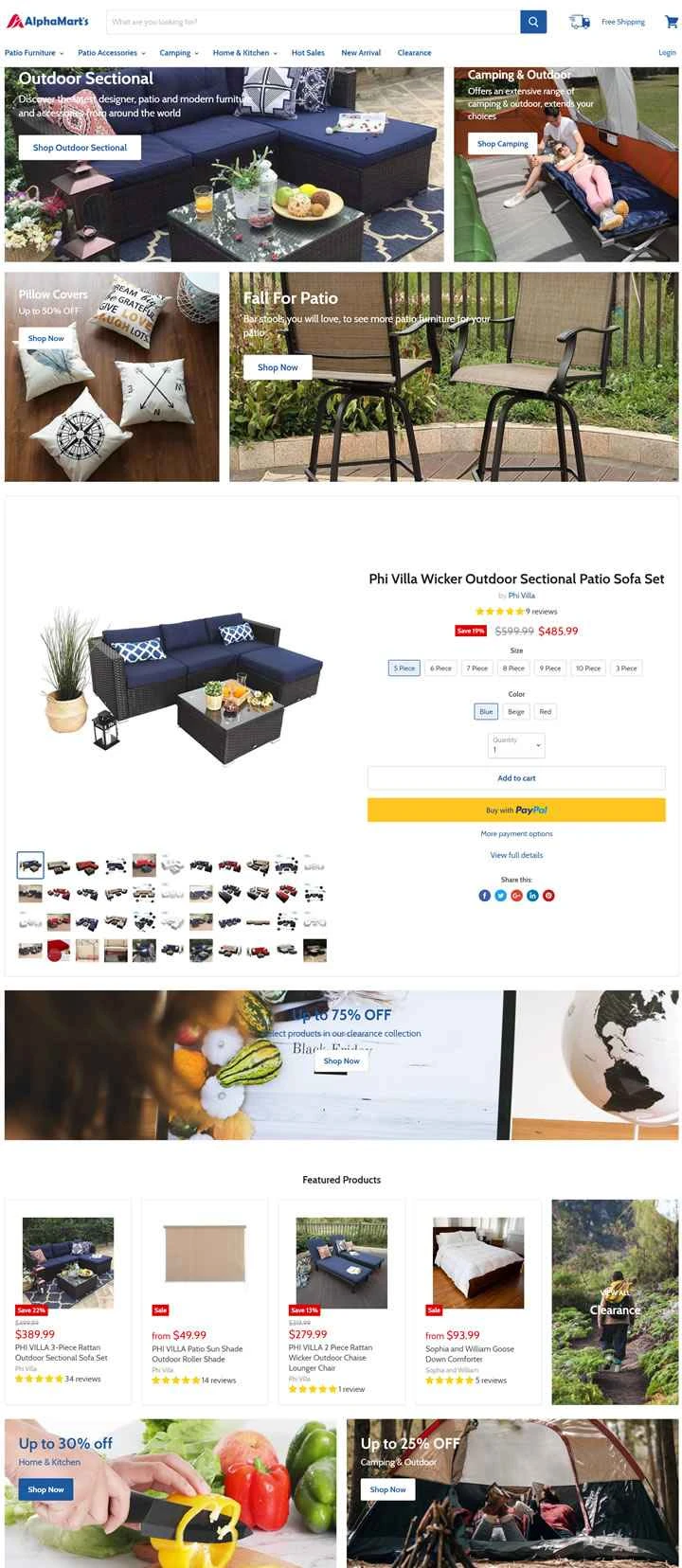 米国を拠点とするパティオ家具のオンライン小売業者、AlphaMarts。