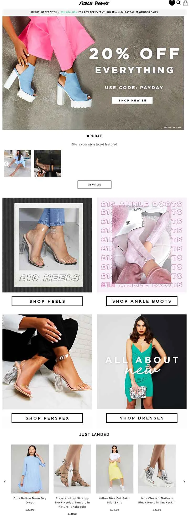 グローバルオンラインフットウェアブランド「Public Desire」