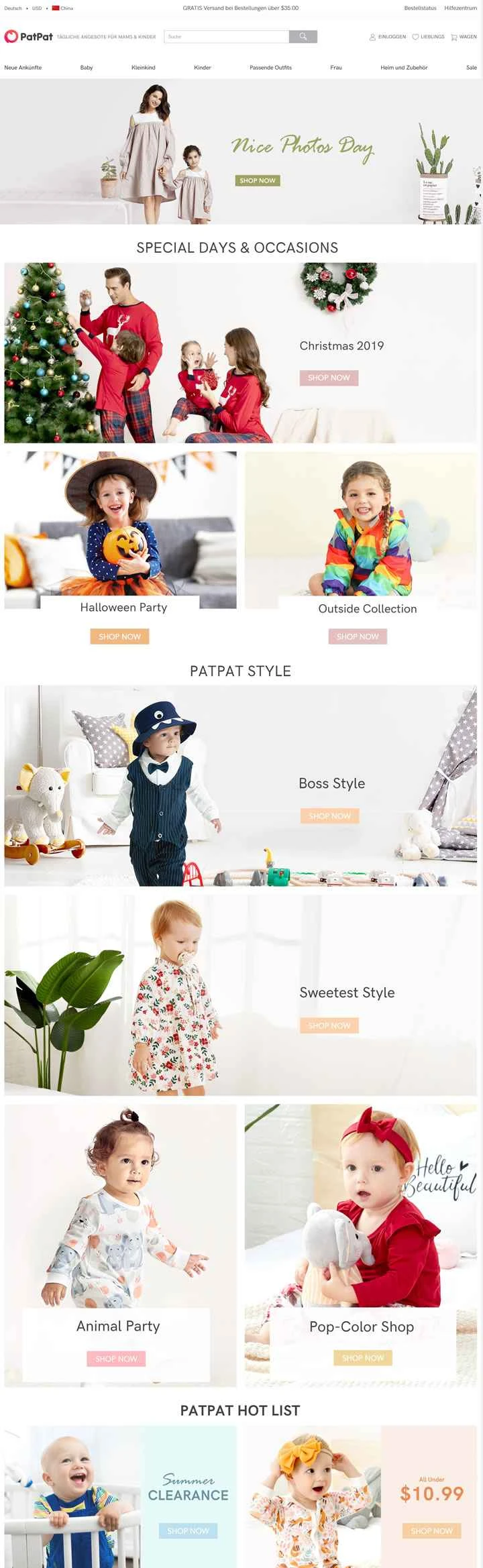 PatPat ドイツ: ママのための日替わりセール