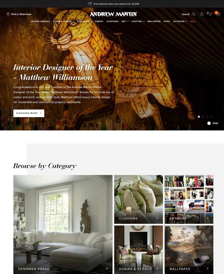 アンドリュー・マーティンのウェブサイト：デザイナー家具と高級インテリア