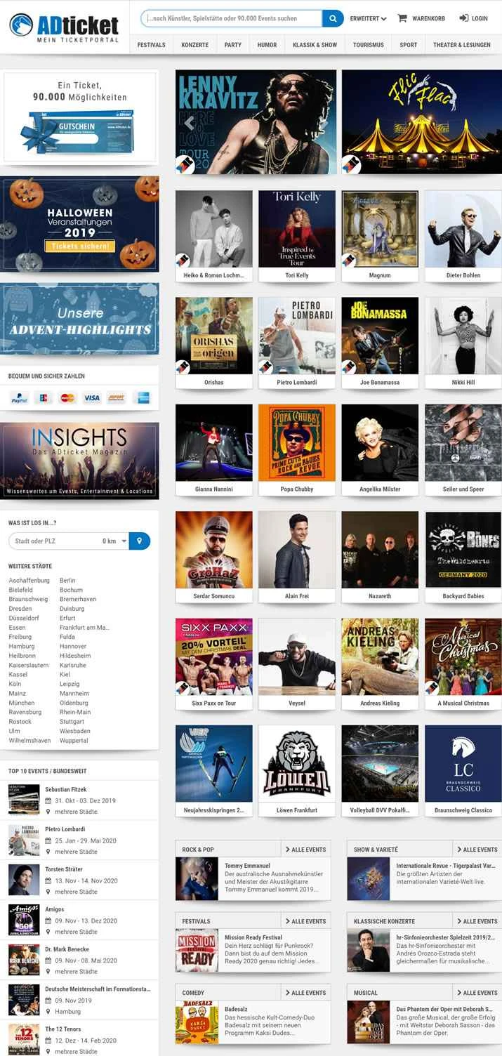 ドイツのチケット購入ウェブサイト：ADticket.de