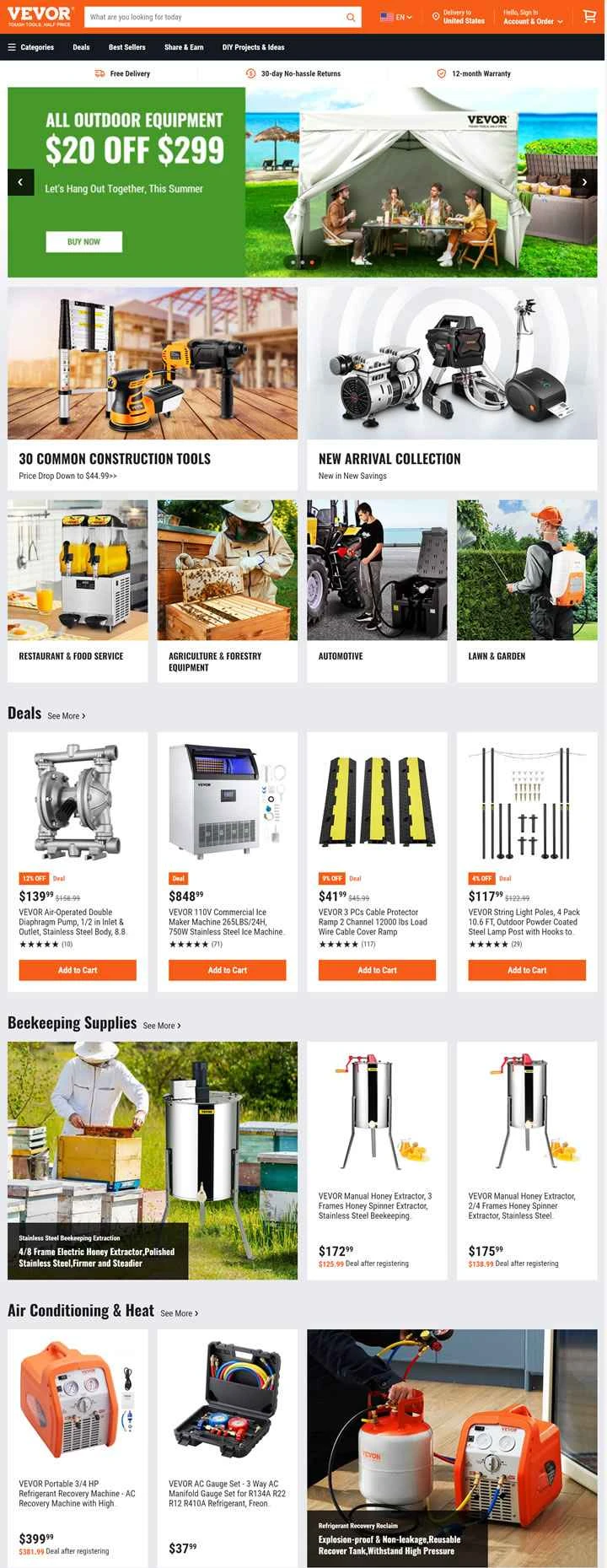 VEVOR USA: 耐久性のあるツール、半額