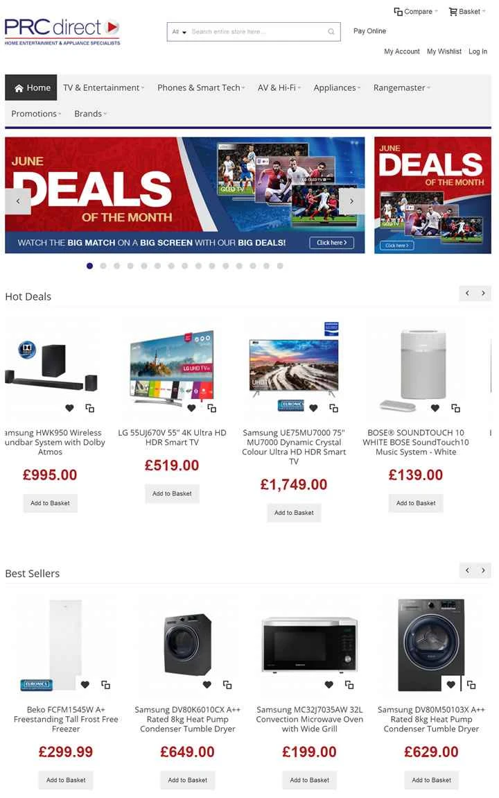 英国の電気製品小売業者：PRC Direct