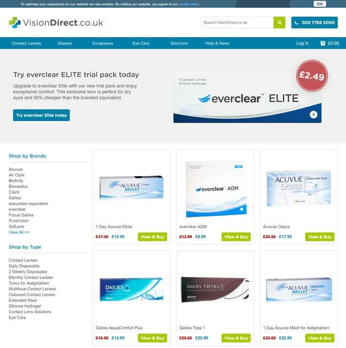 VisionDirect.co.uk は、英国で最も人気のあるオンラインコンタクトレンズストアです。
