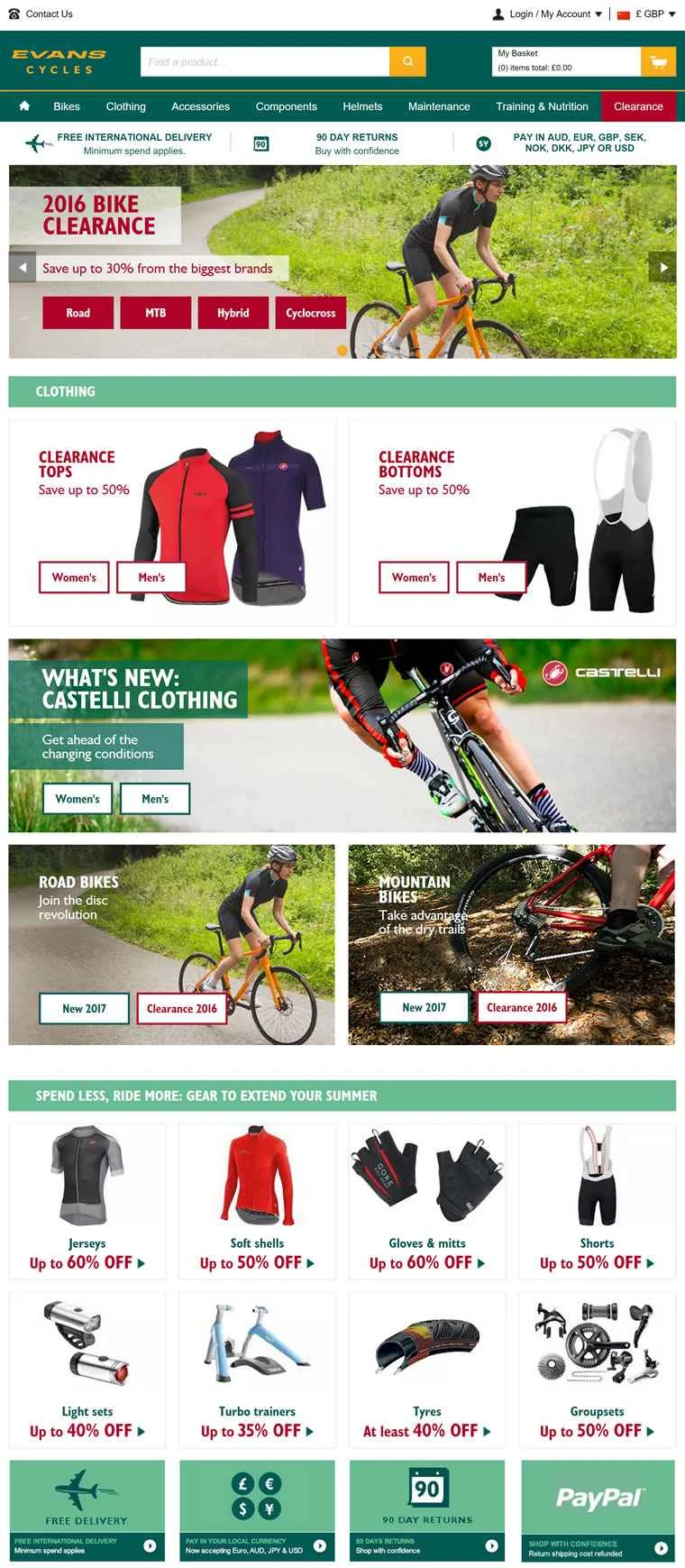 英国のオンライン自転車ショップ：Evans Cycles