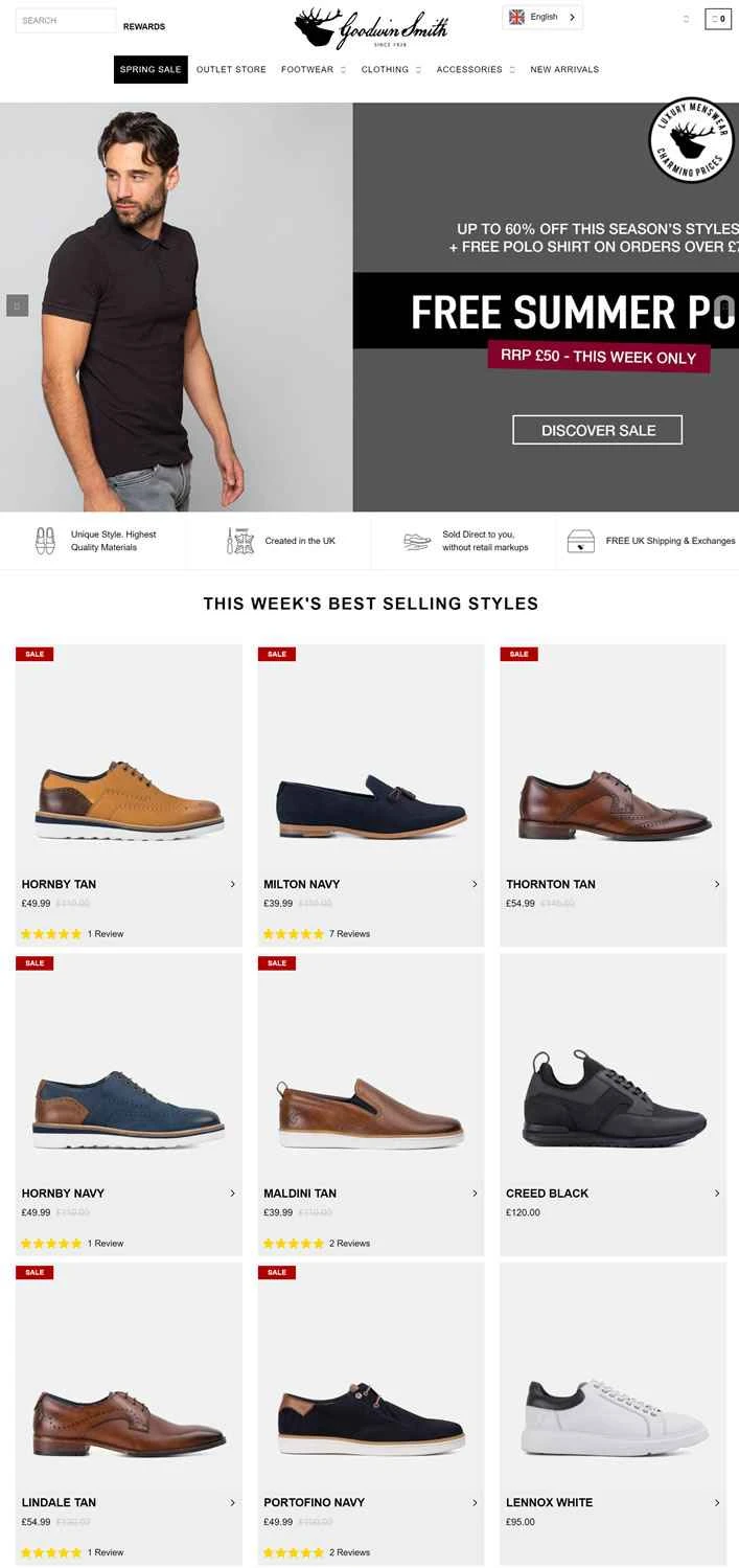 Goodwin Smith: 男性向けの手作り高級英国製靴と衣料品の専門店。