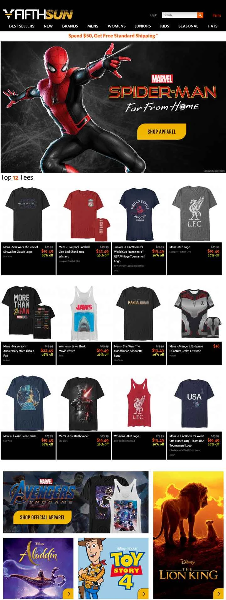 公式ライセンスグラフィックTシャツとアパレル：Fifth Sun