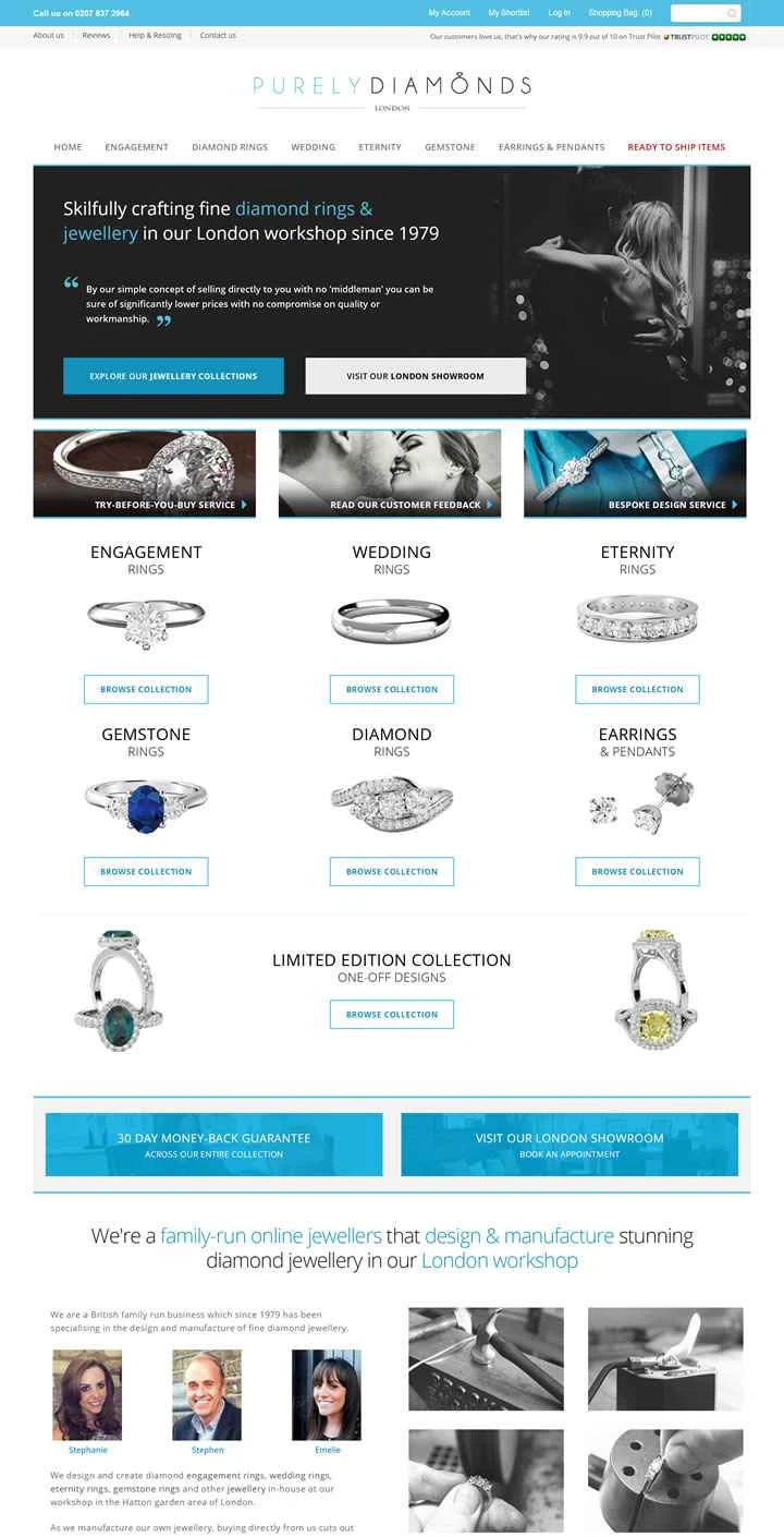 最大 60% の割引を提供するロンドンを拠点とするダイヤモンド宝石店、Purely Diamonds。