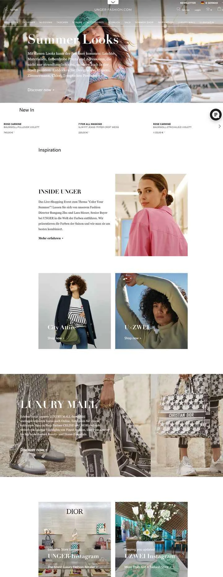 ドイツのオンライン高級ファッションストア：UNGER-FASHION.COM