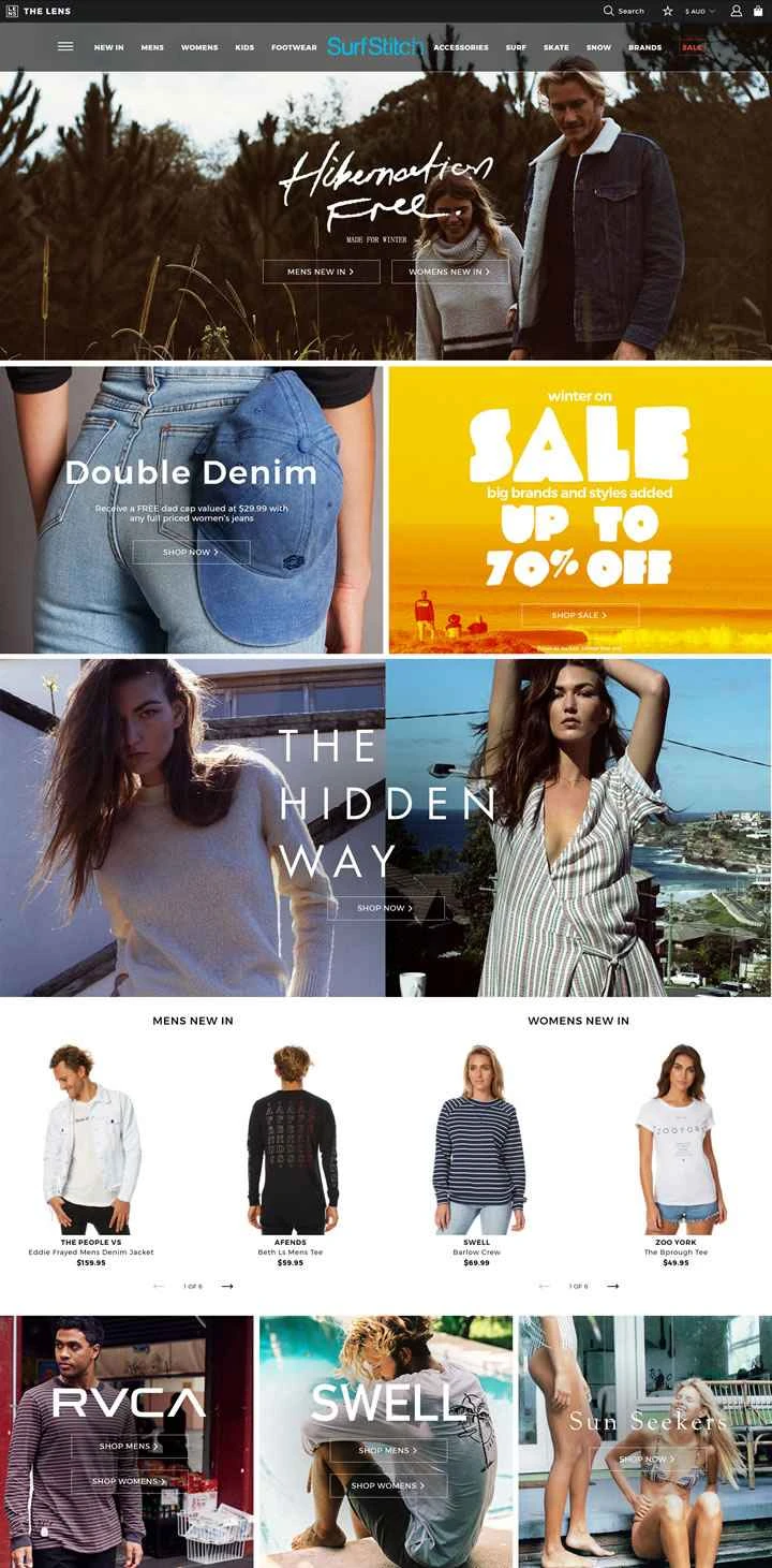 オーストラリアのサーフィンとファッションアパレルのオンラインショッピング：SurfStitch