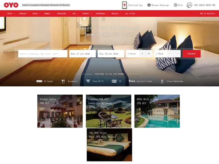 インド最大のホテルブランドネットワーク、OYO Rooms
