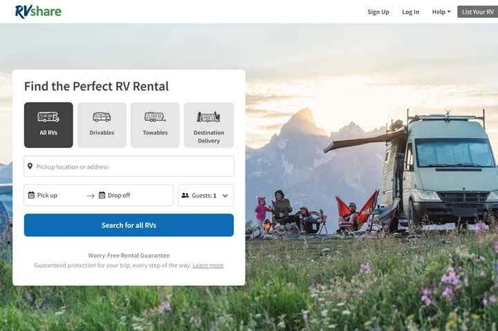 米国を拠点とする RV レンタル ウェブサイト、RVShare。