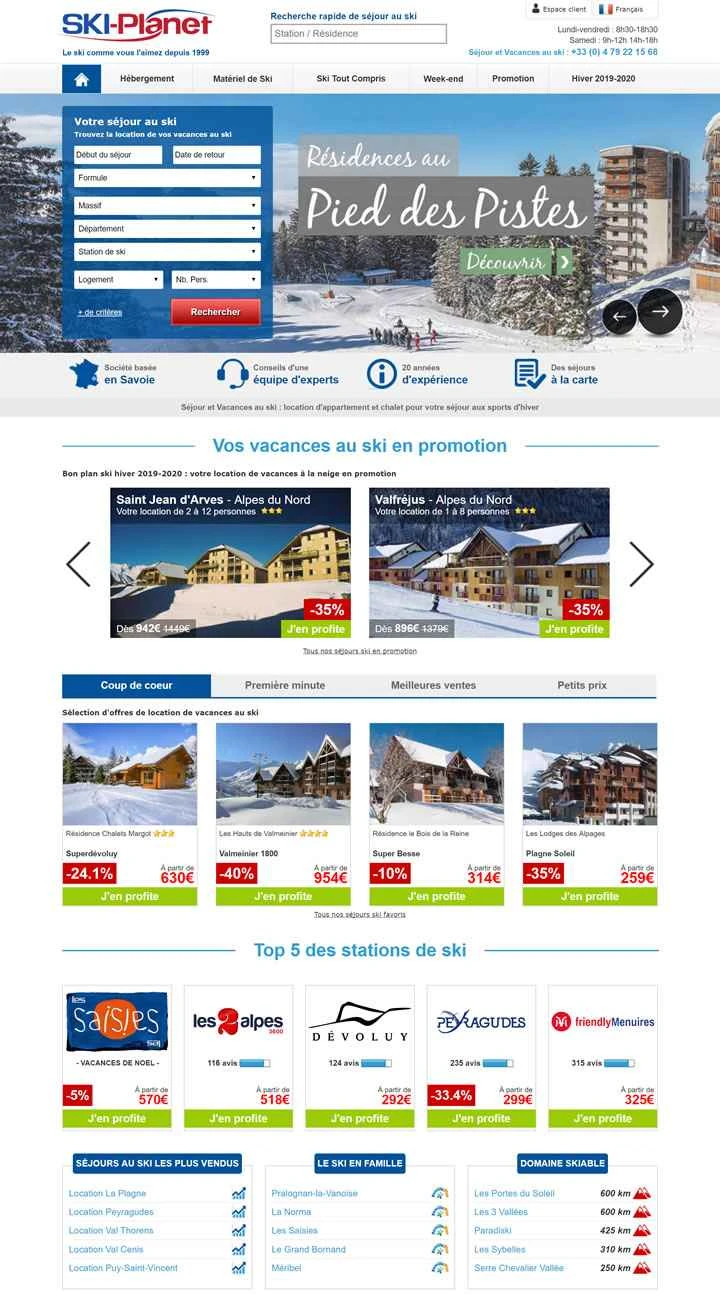 フランスのスキー休暇のエキスパート、スキープラネット。