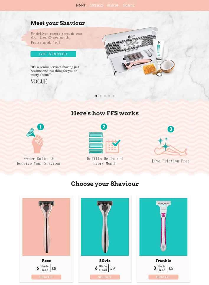 FFSビューティー：英国で最も評価の高い女性用カミソリのサブスクリプションボックス