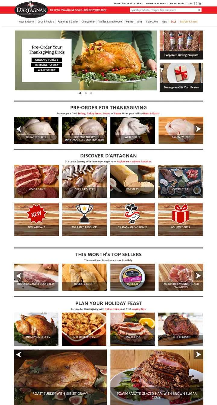D'Artagnan は、肉、アヒル、鶏肉、フォアグラ、デリ製品を購入できる米国のウェブサイトです。