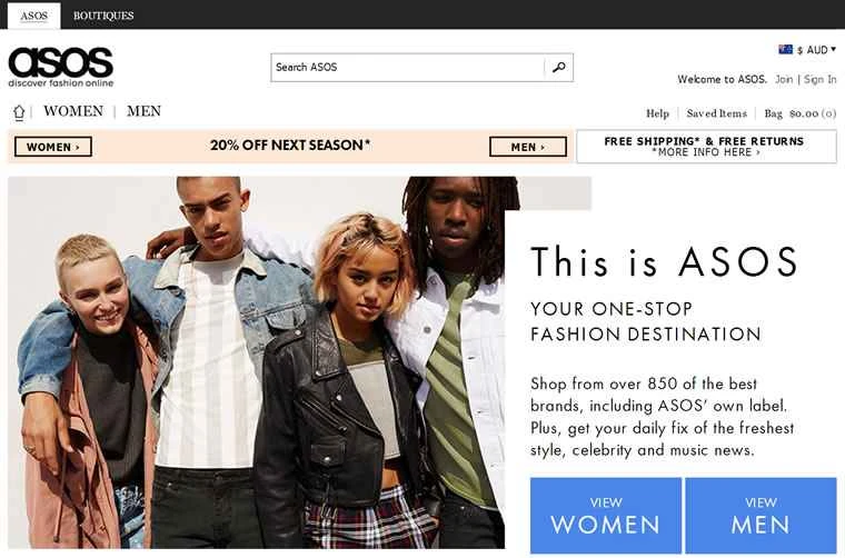 英国最大のオンラインファッション小売業者、ASOS Australia：ASOS AU