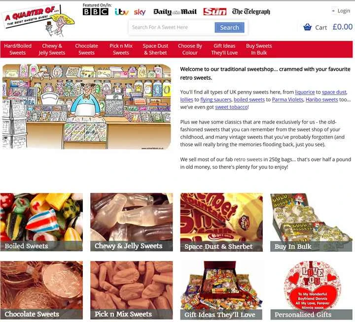 英国最大の昔ながらのお菓子屋さん：A Quarter Of