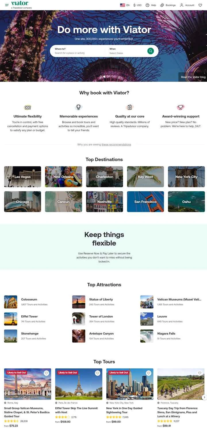 Viator USA: アクティビティ、チケット、ツアー、アトラクション