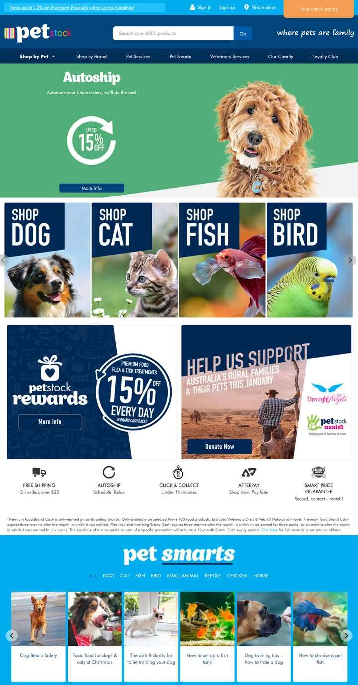 オーストラリアのペットフードとペット用品の店、PETstock