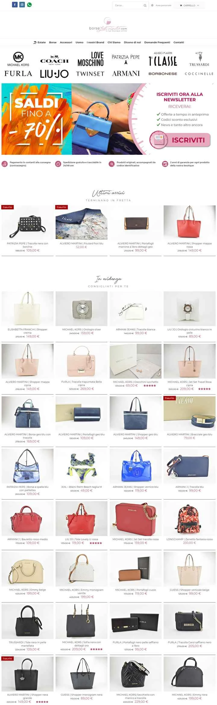 バッグとアクセサリーを専門とするイタリアのオンラインストア、Borse Last Minute。