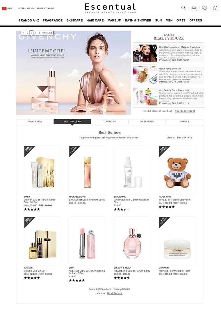 有名な英国の薬局ウェブサイト、Escentual