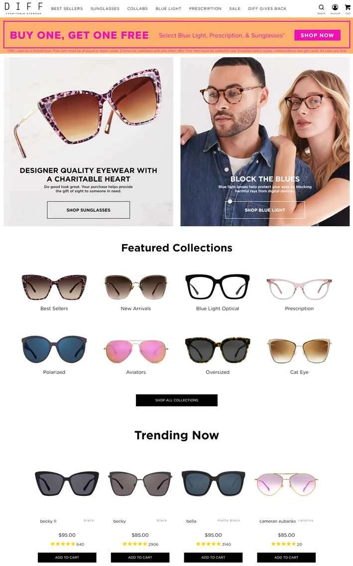 チャリティのためのデザイナーサングラス：DIFFアイウェア