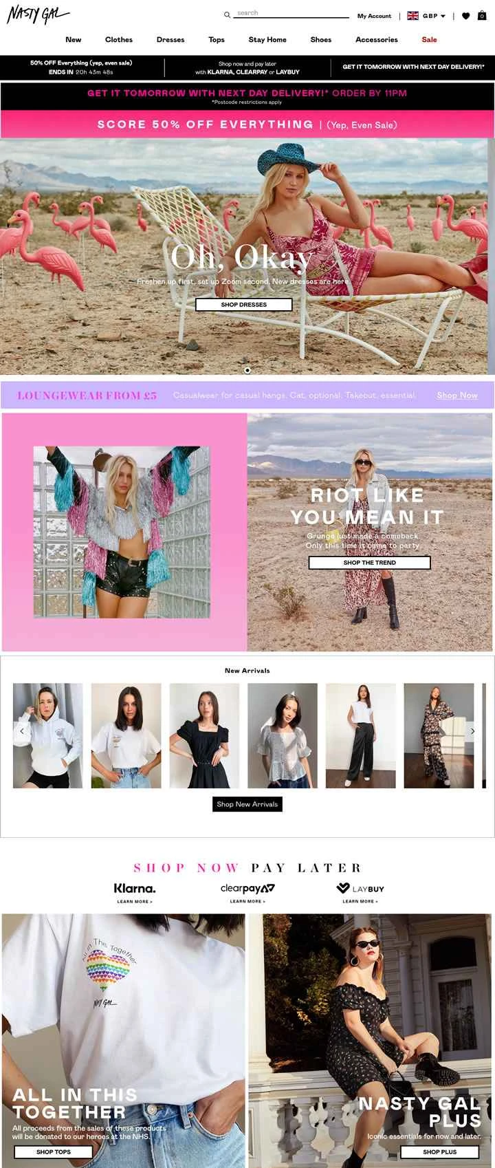 Nasty Gal UK: 米国を拠点とする女性用衣料品のオンライン小売業者。
