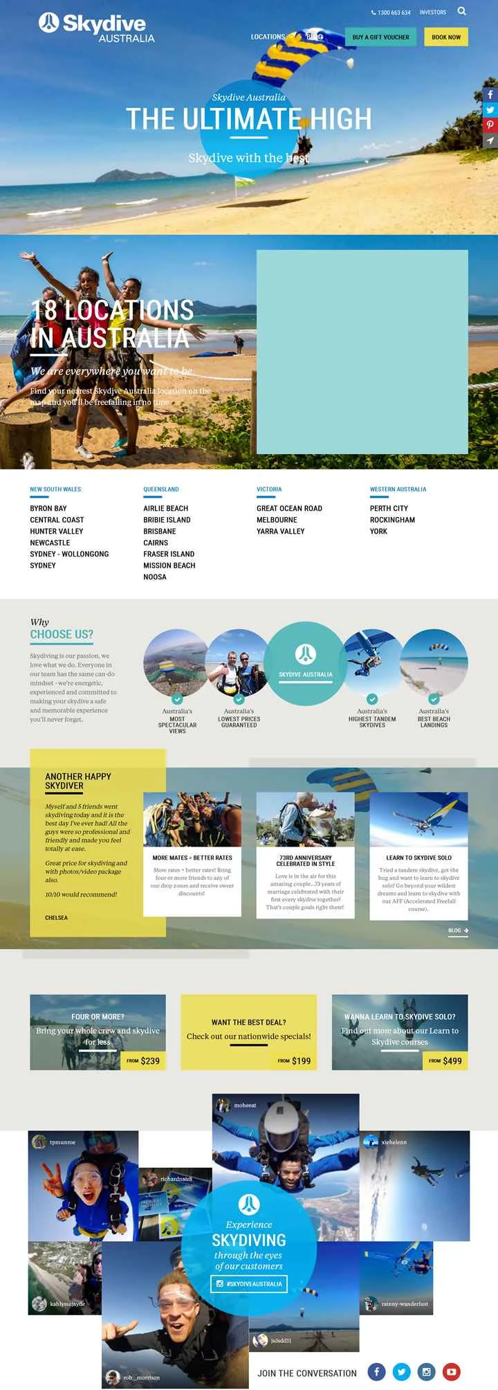 オーストラリアには最高のスカイダイビングの着陸スポットと最高のサービスを提供するスカイダイビングオペレーターが数多くあります。スカイダイブ・オーストラリア