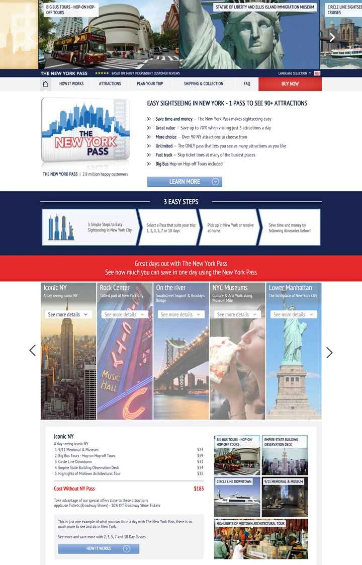 ニューヨーク パス: ニューヨーク市内の 90 以上の観光スポットに無料で入場できます。