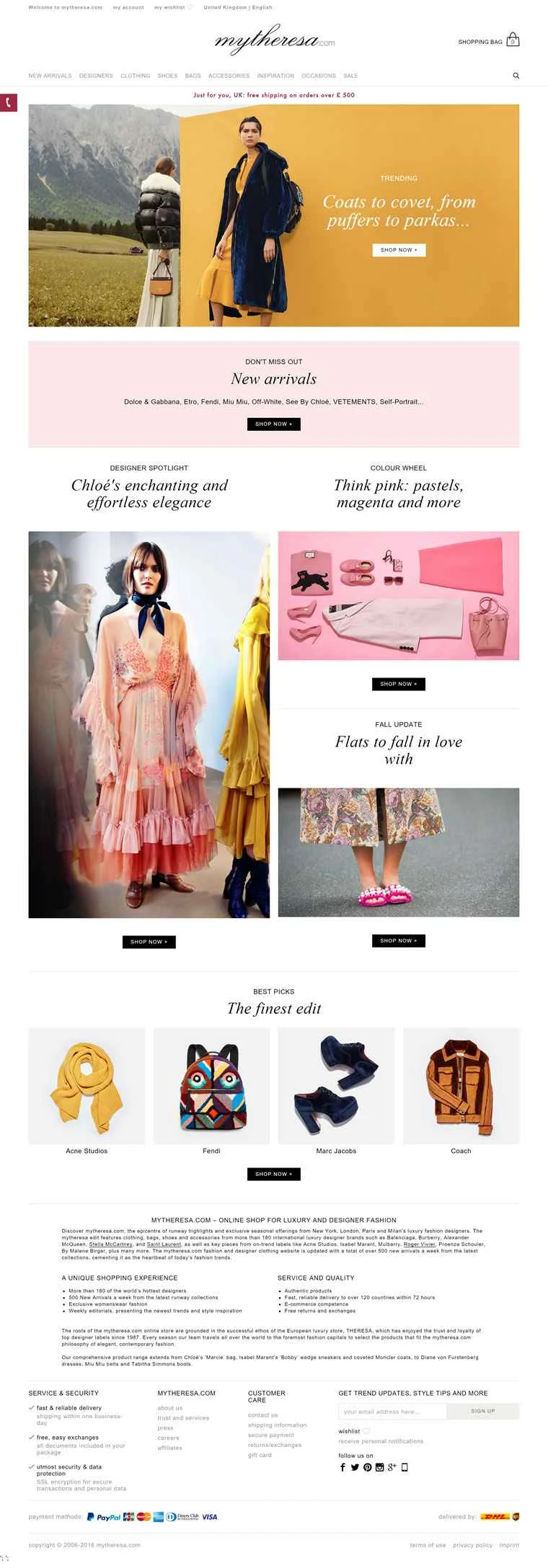 Mytheresa UKウェブサイト: 160以上の高級ブランドを特集