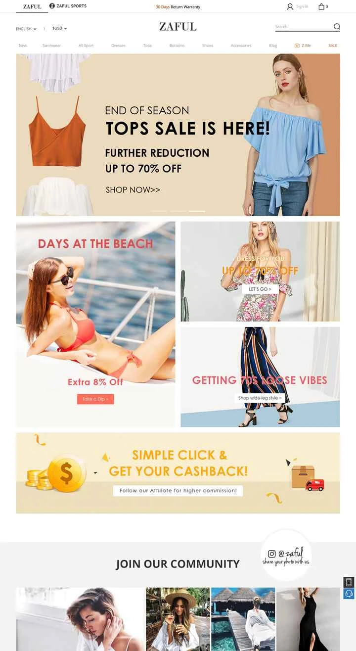 香港を拠点とする女性向けオンラインファッション小売業者、ZAFUL。