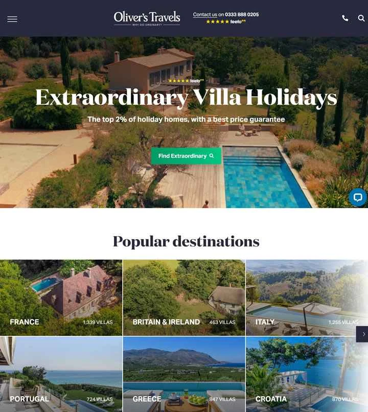 ヴィラでの休暇と高級ヴィラのレンタル：オリバーズ・トラベルズ