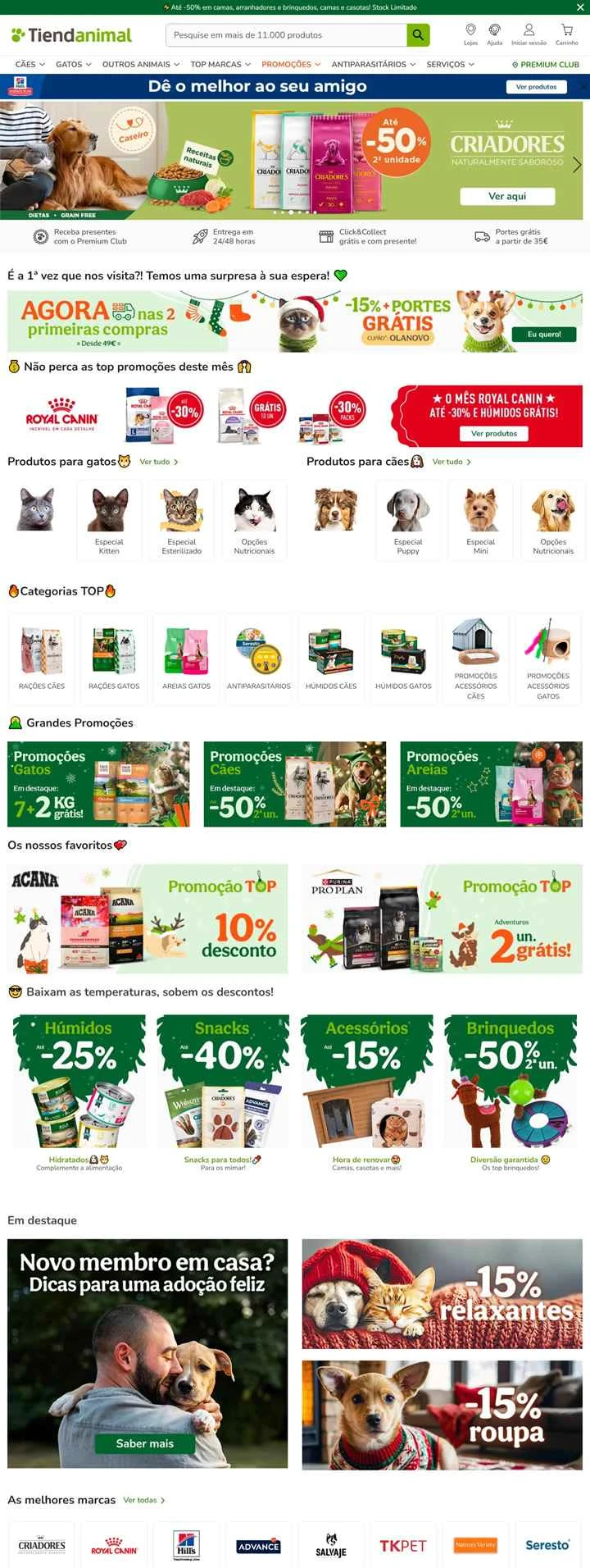 ポルトガルのオンラインペット用品店：Tiendanimal.pt