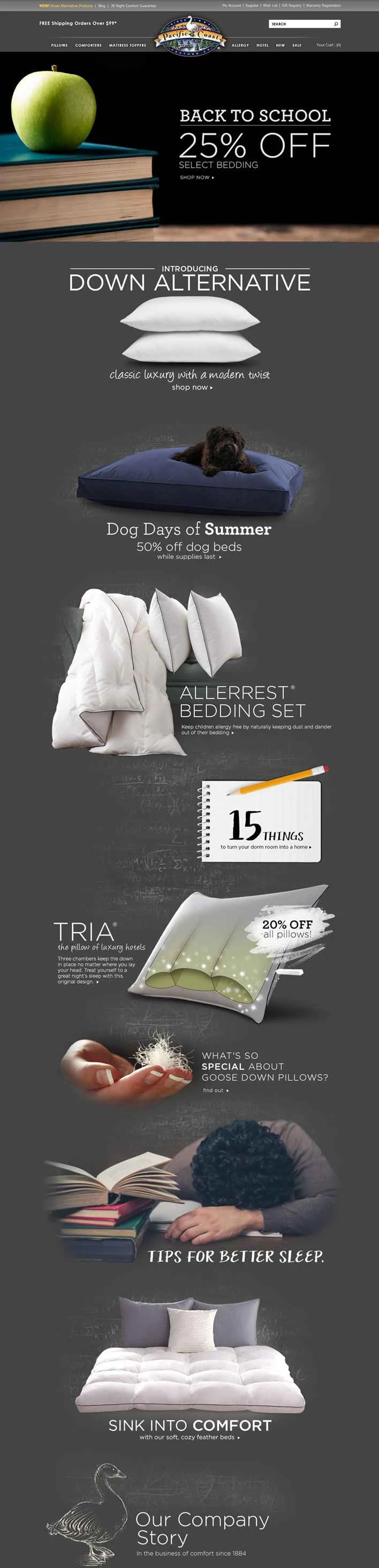 アメリカNo.1ダウン寝具ブランド、パシフィックコースト