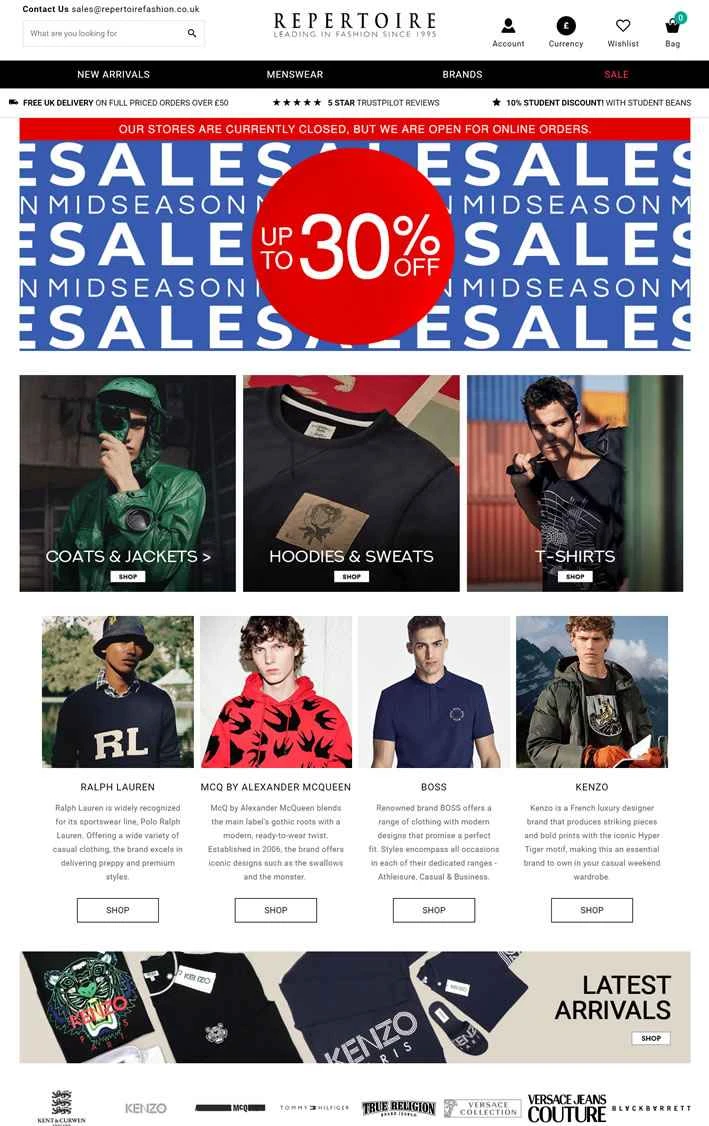 Repertoire Fashion は、英国を代表する紳士服デザイナーズ衣料の独立系小売業者です。