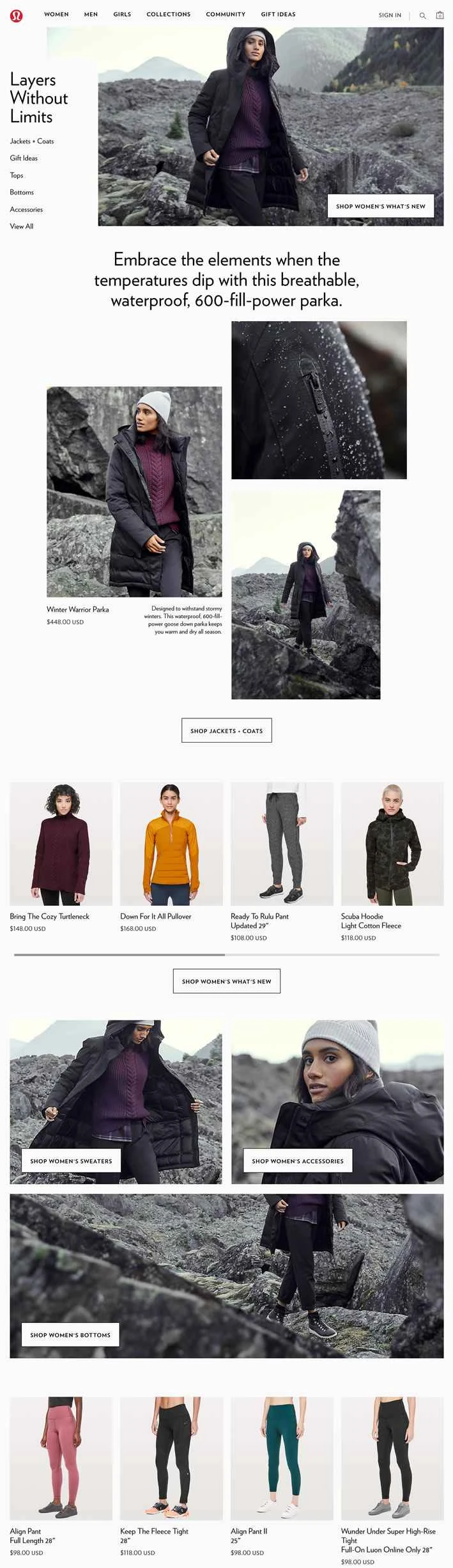lululemon USウェブサイト: ヨガウェア + ランニングギア
