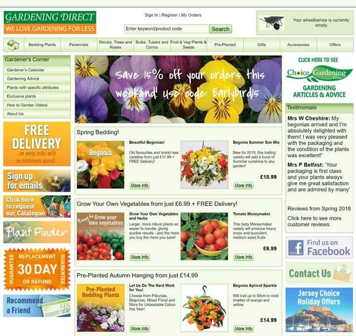 Gardening Direct は、英国で通信販売用の生きた植物を販売する大手企業です。